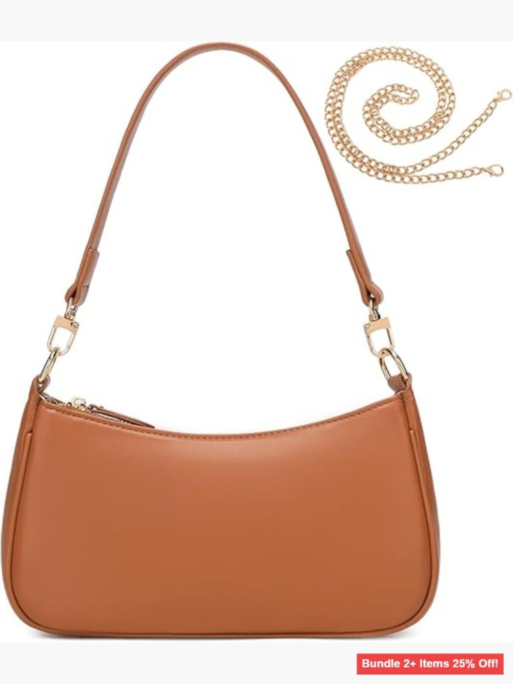 PU Leather Shoulder Bag Clutch with Detachable Chain 90s Y2K Style